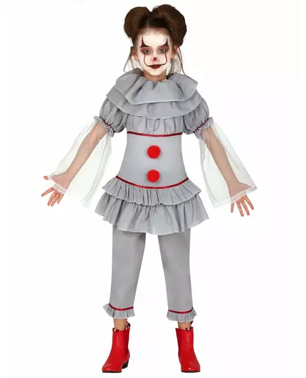 Gray assassin clown costume for girls, Size: 5-6 years(110-115 cm)