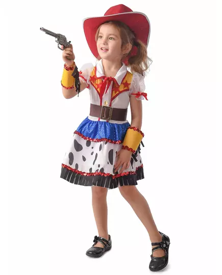 Tegneserie-cowgirl-kostyme til jenter, Størrelse: 10–12 år (130–140 cm)