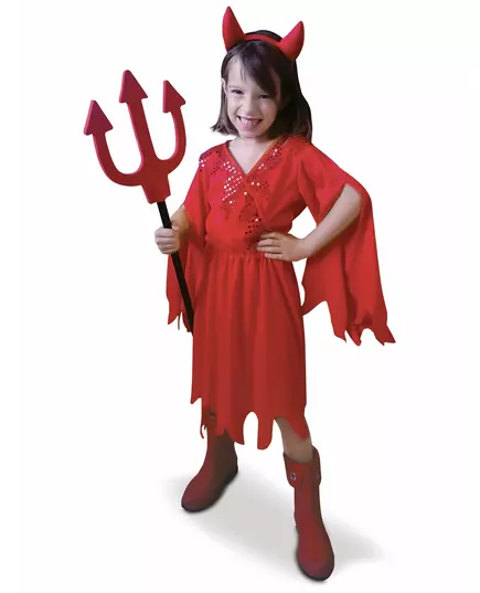 Red devil costume for girls, Size: 7-8 years (122 to 128 cm)