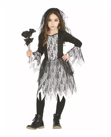Girl's lace living dead bride costume, Size: 3-4 years (95-105 cm)
