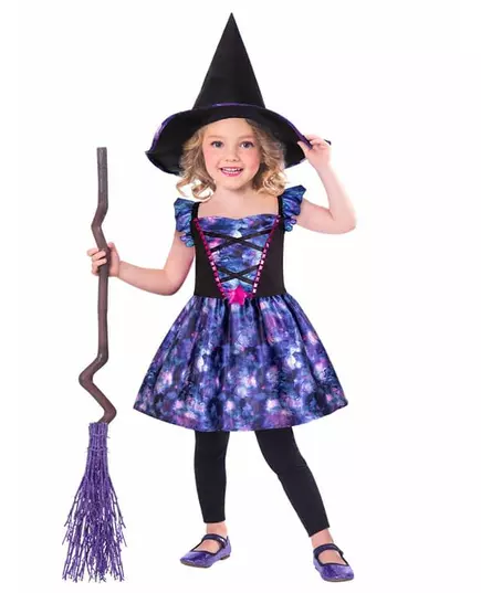 Little witch costume made from recycled fabric for girls, Size: 3-4 years (94-104 cm)
