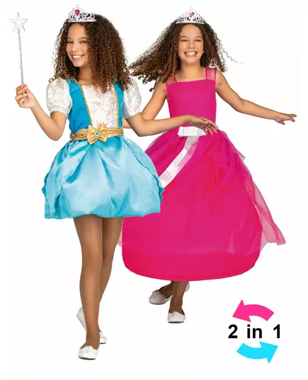 2-in-1 magical princess costume for girls, Size: 6 years (110 - 122 cm)