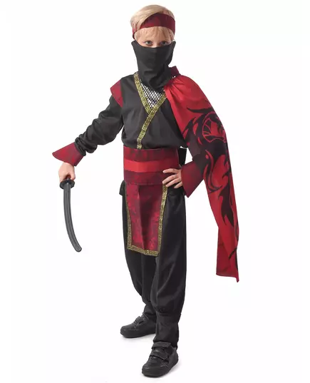 Red dragon ninja costume for boys, Size: 10-12 years(130-140 cm)