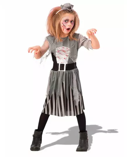 Gray pirate zombie costume for girls, Size: 6-7 years (126 cm)