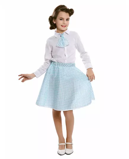 Himmelblått pin-up-skjørt med knyting, Størrelse: 3–4 år (92–104 cm)