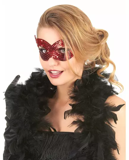 Adult red sequined Venetian wolf