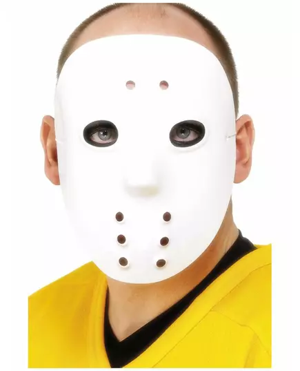 Adult white plastic hockey mask