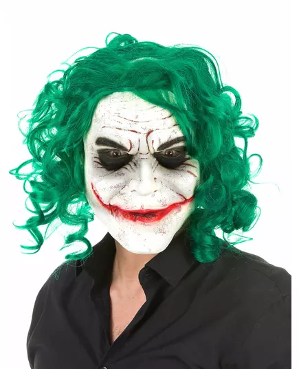 Voksen psykopatisk Harlekin Latexmaske Halloween