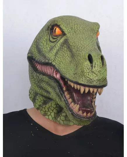 Grønn dinosaur-lateksmaske for voksne