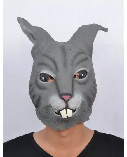 Latexmaske for voksne, grå kaniner