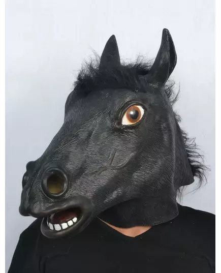 Svart hestehode-latexmaske for voksne