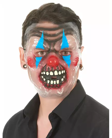 Gjennomsiktig maske for voksen, tofarget skummel klovn