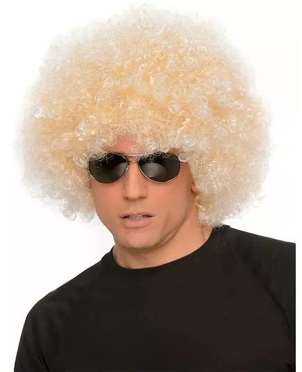Kjempestor afro blond parykk fra 70-tallet
