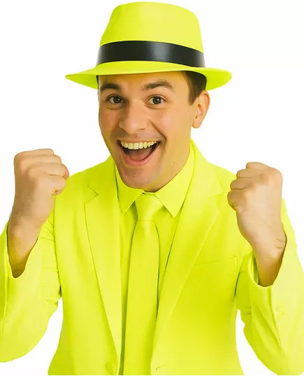 Neon gul gangsterhatt for voksne
