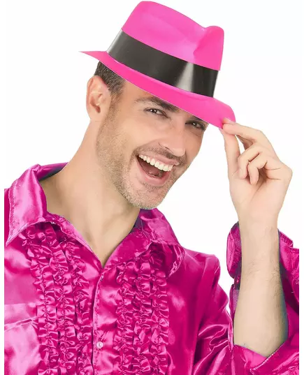 Neonrosa gangsterhatt for voksne