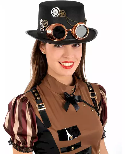 Steampunk filtflosshatt med beskyttelsesbriller for voksne