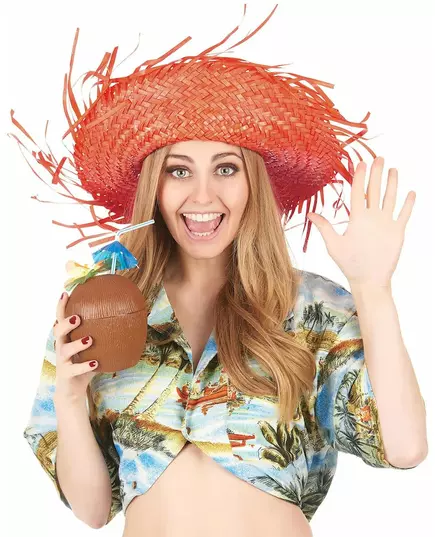 Oransje hawaiisk hatt for voksne