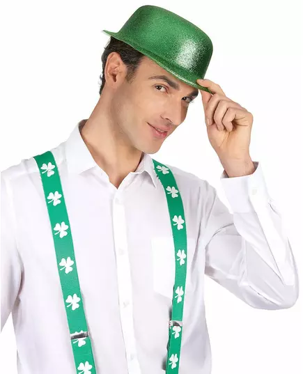 Grønn paljettbowlerhatt til voksne, St. Patricks dag
