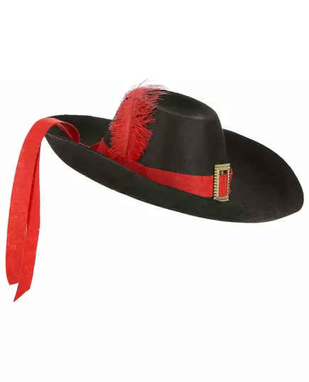 Adult black and red musketeer hat