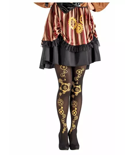 svarte steampunk-strømpebukser til dame