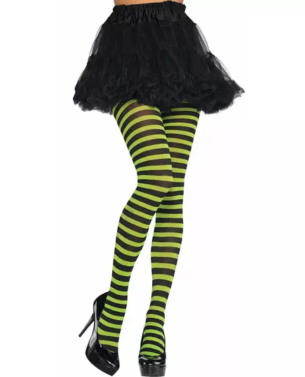 Adult green and black striped tights