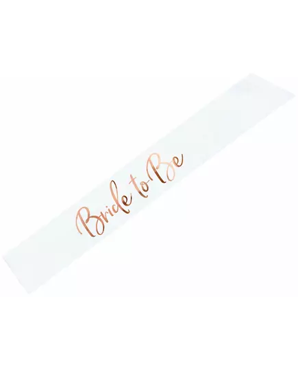 White and rose gold satin sash for bachelorette parties, 75 cm