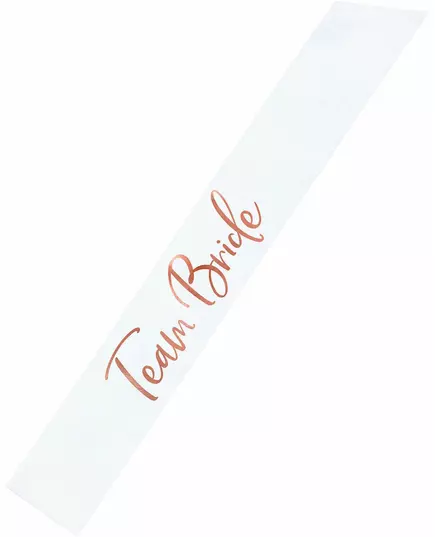Team bride white and rose gold satin sash 75 cm