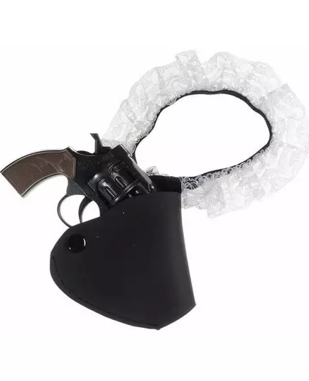 Sexy plaststrømpebånd med revolver til dame
