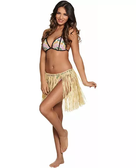 Kort hawaiisk skjørt i naturlig raffia for voksne