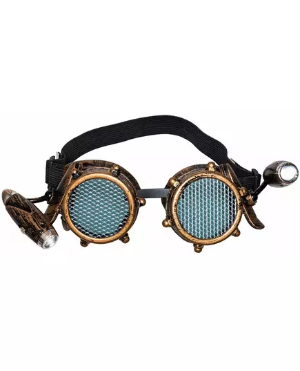 Steampunk-briller for voksne med hodelykt