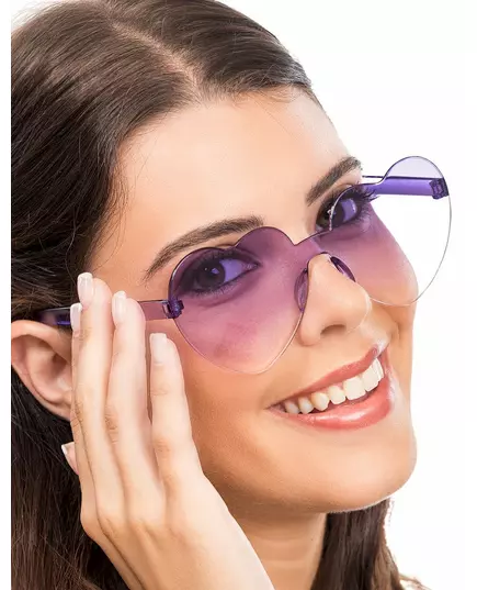 Heart-shaped glasses with purple smoked lenses for adults