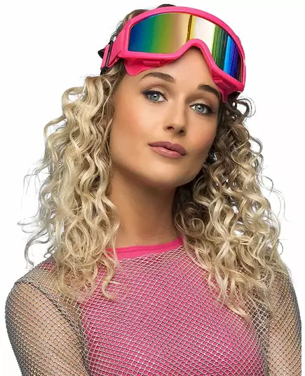 Adult fluorescent pink ski goggles