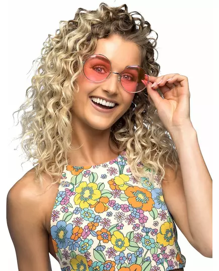 Kjempestore runde rosa hippiebriller