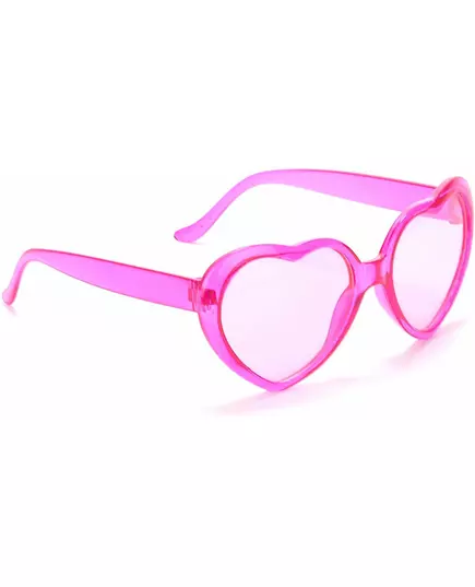 Adult pink plastic heart glasses