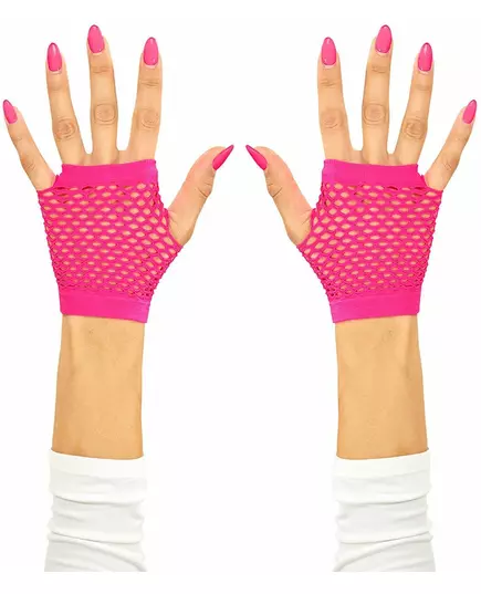 Adult pink fishnet short mittens