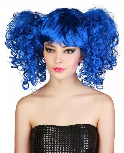 Women's blue pigtail wig