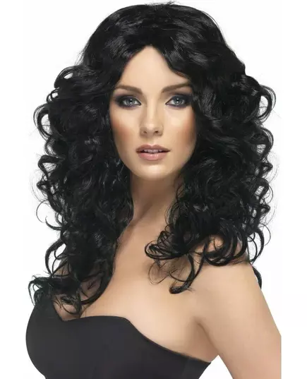 Long black curly wig for women