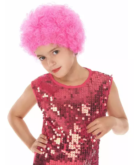 Rosa barne-disco-parykk