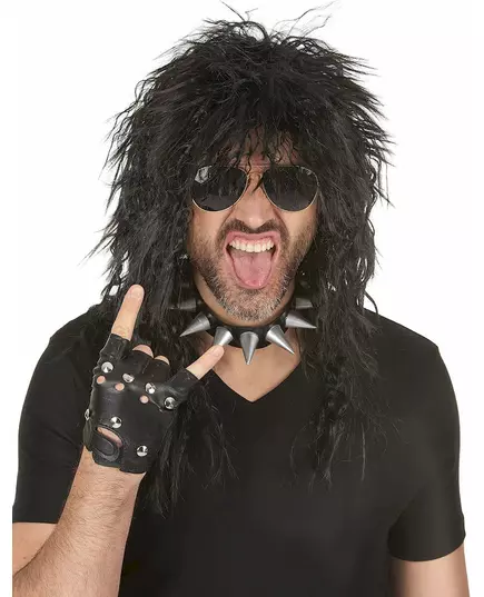 Black hard rocker wig for men
