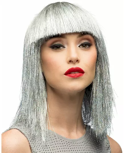 Women's silver iridescent wig