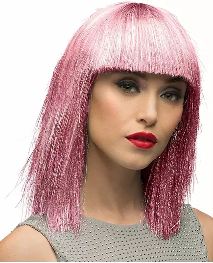 Iriserende rosa parykk for kvinner