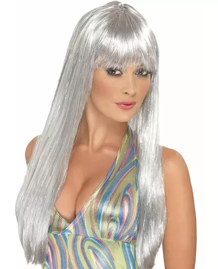 Long silver wig for women