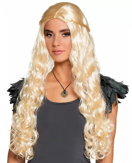 Long blonde wig with small braids for women