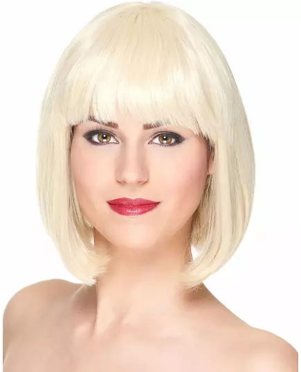 Luxury short bob blonde wig with bangs for women