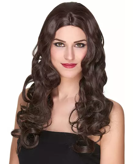 Luxury long curly brown wig for women - 251g