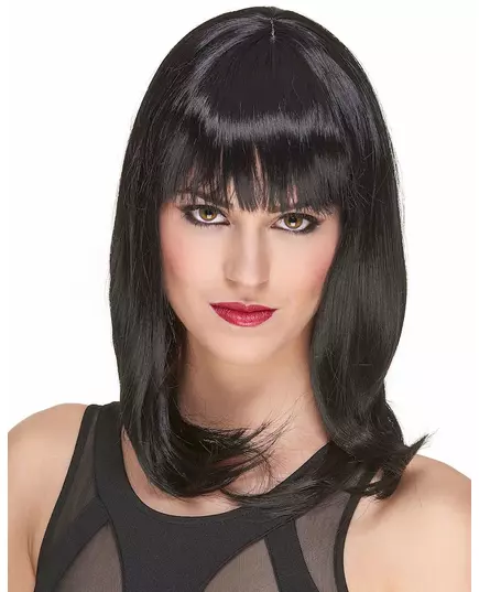 Luxury black mid-length women's wig - 170g