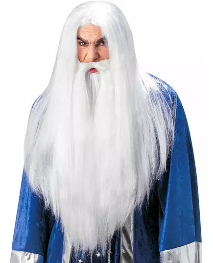 Tryllekunstnerparykk med voksent skjegg