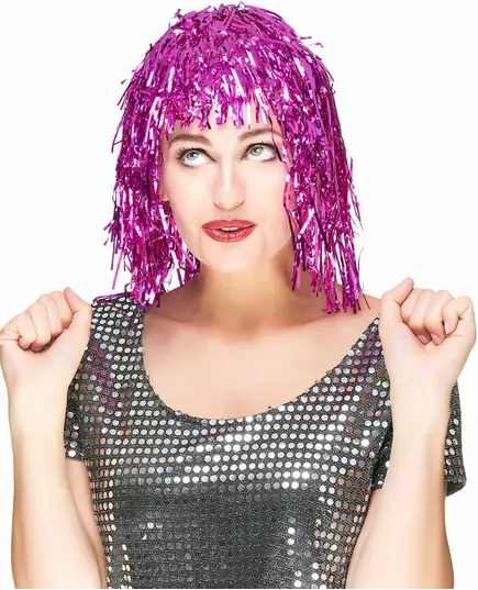 Voksen fuchsia metallisk parykk