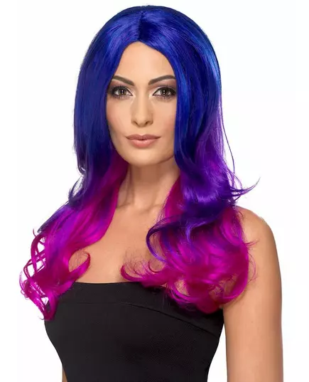 Adult Heat Resistant Blue and Pink Ombre Wig