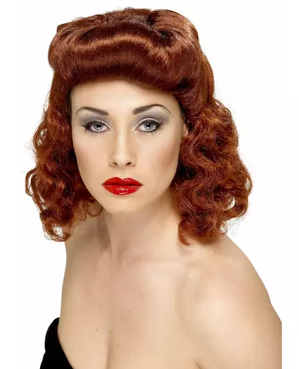 Brun pin-up parykk for kvinner